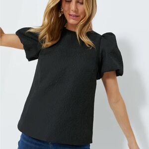 Pomander Place Tuckernuck Black Jacquard Lyla Blouse Sz Small NWT